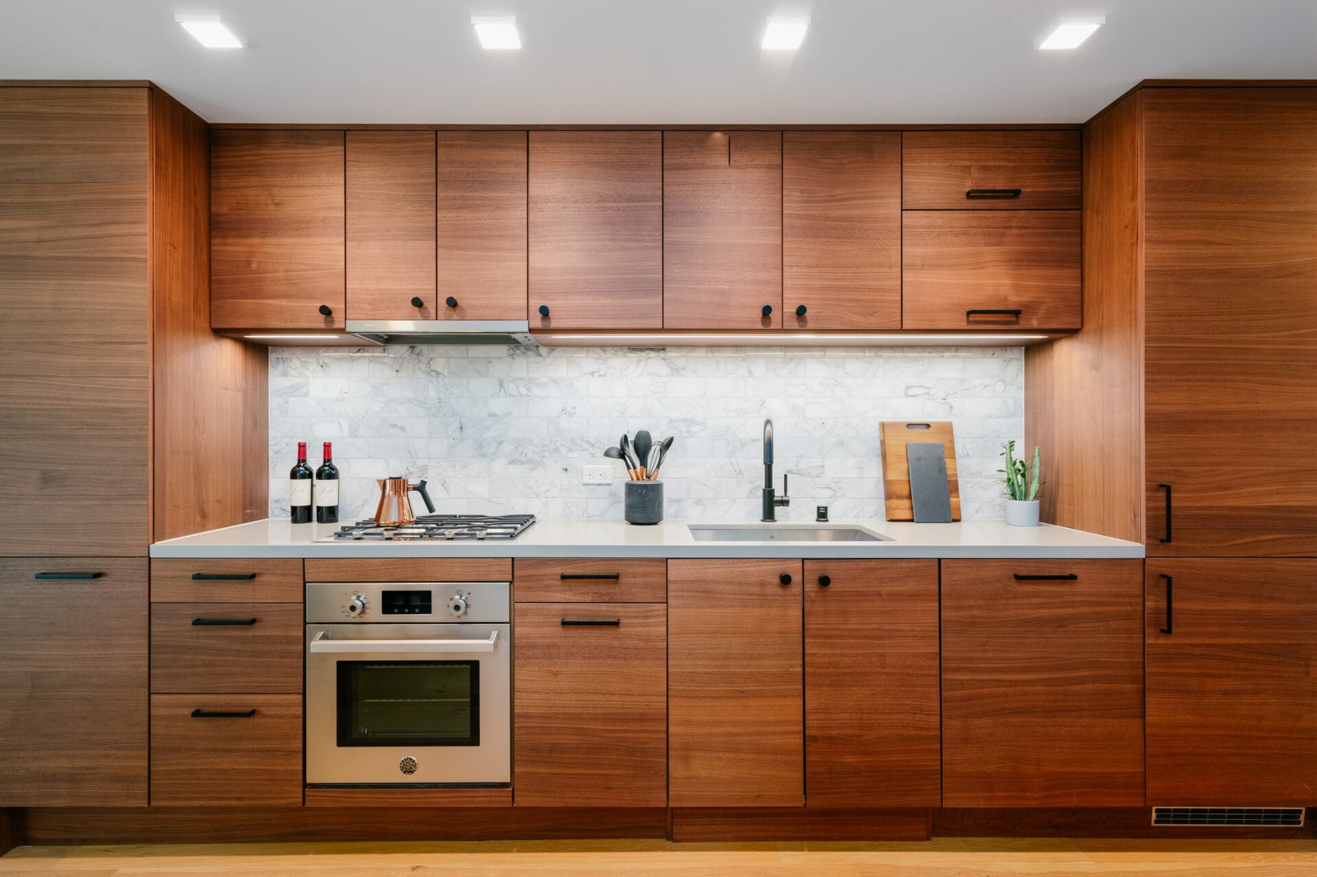 Modern kitchen with wooden cabinets